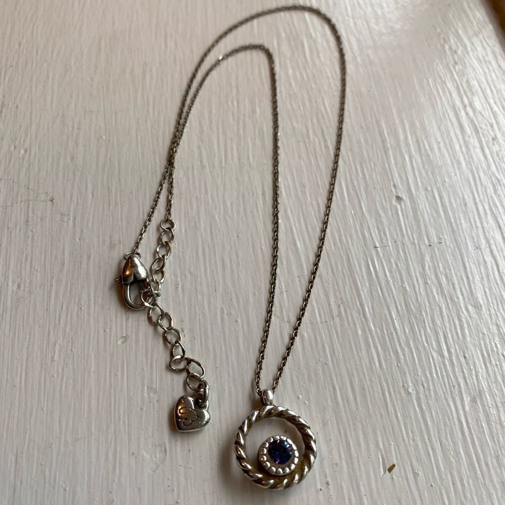 BRIGHTON‎ silver and tanzanite Halo Mini Reversible Necklace